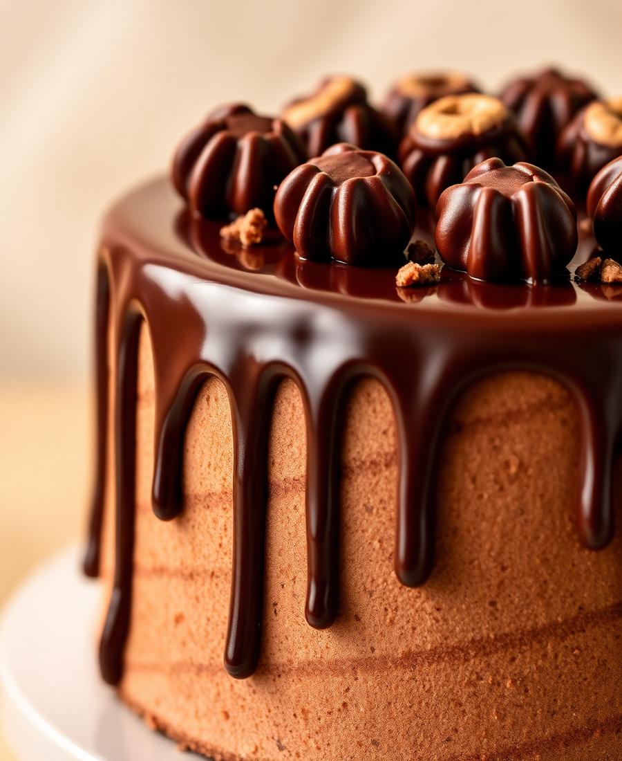 Chocolate drip cake with ganache
