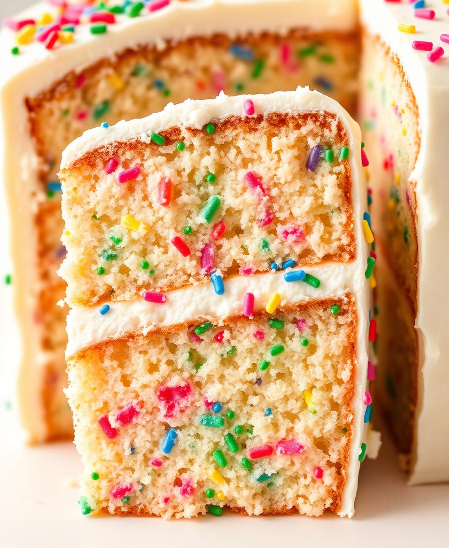 Funfetti sponge layers with vanilla buttercream